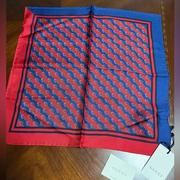 Gucci Horse-bit Pocket Square Silk  Scarf - Picture 5 of 10